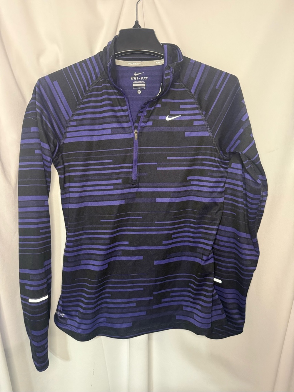 Nike Black & Purple Striped Dri-Fit Half-Zip Running Top